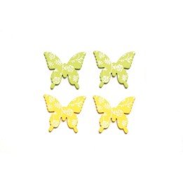 Streuteile Schmetterling 9 St 30mm,gelb/h'grün, 3x2,8 cm