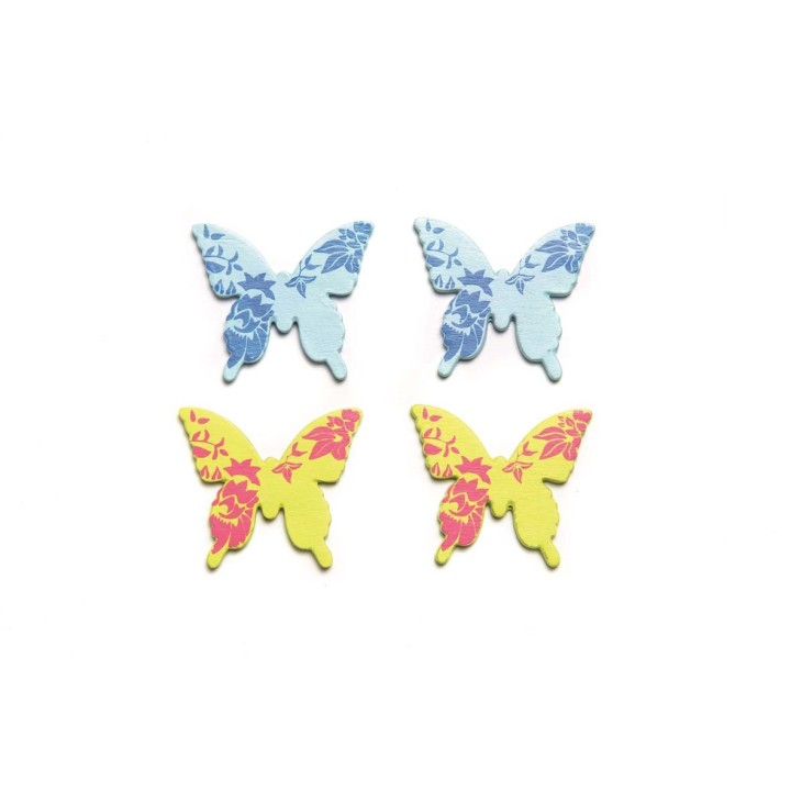 Streuteile Schmetterling, 9 St 3x2,8cm,h'blau/gelb