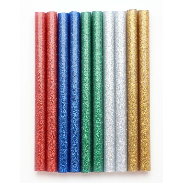 Ersatzstäbe 7,5x100mm 10St farbig, Glitter, für "Mini"