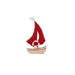 Segelboot, Holz, rot 9,5x2x18cm