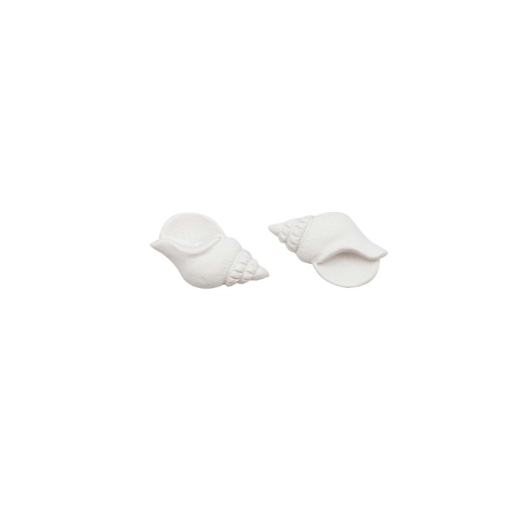Streuteile Muschel, Polyresin weiss 6 St. 3x2cm selbstkleb.