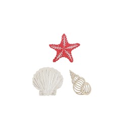 Streuteile Muschel, 2-4cm 9St, Holz, rot/natur, FSC
