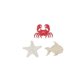 Streuteile Maritim3, 3-4cm 9St, Holz, rot/natur, FSC