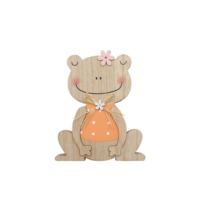 Holzfrosch, MDF, orange 13x15,5x2cm