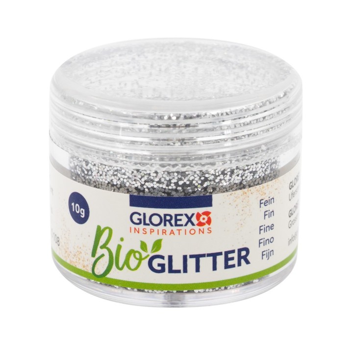 Bio Glitter fein, 10g, silberfarben