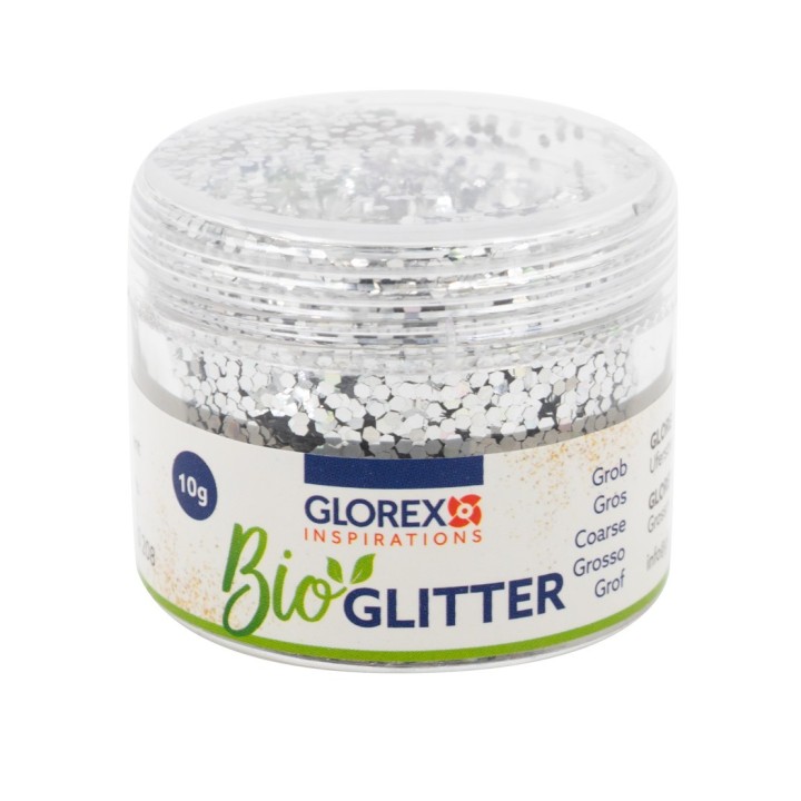 Bio Glitter grob, 10g silberfarben