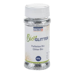 Bio Glitter fein, 60g silberfarben