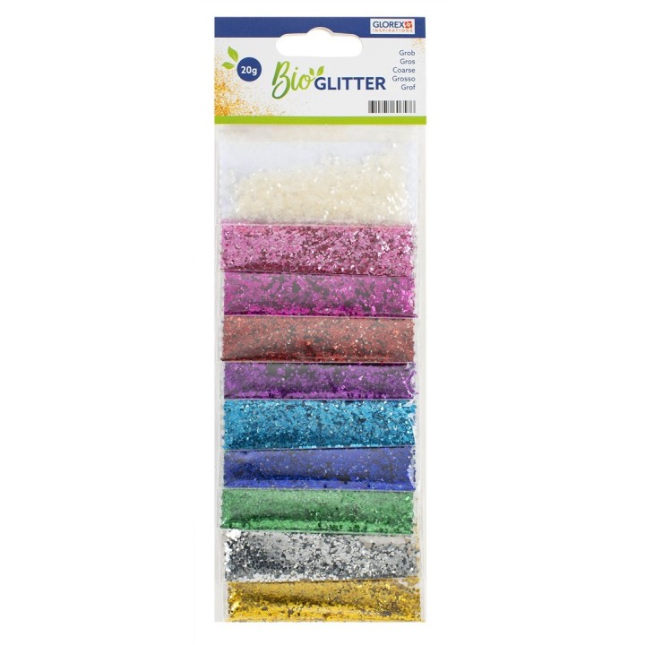 Bio Glitter grob, 10Fb., 20g bunt