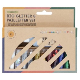 Glitter-Set, 10 Dosen Dekomat. Bio,1 Dekokleber 90g