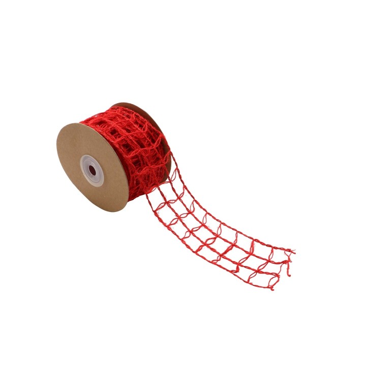 Juteband mit Draht, rot 5x500cm