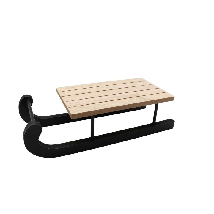 Holzschlitten, natur/schwarz 30x12x8cm