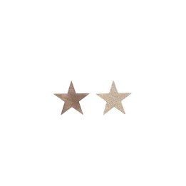 Holzstreuteile, Sterne braun/gold Glitzer, 4cm, 9St.