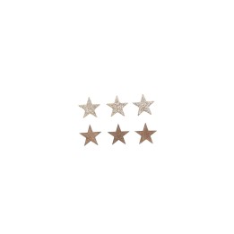 Holzstreuteile, Sterne braun/gold Glitzer, 2cm, 18St.