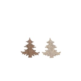 Holzstreuteile, Bäume braun/gold Glitzer, 4cm, 9St.