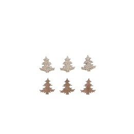 Holzstreuteile, Bäume braun/gold Glitzer, 2cm, 18St.