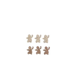 Holzstreuteile, Engel braun/gold Glitzer, 2cm, 18St.