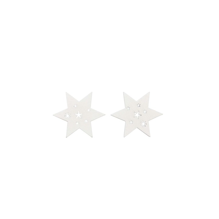 Streuteile Stern, weiss, Holz 4x3,3x0,2cm, 8St.