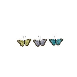 Schmetterling Set 3St. 7x5cm, gelb/lavendel/türkis