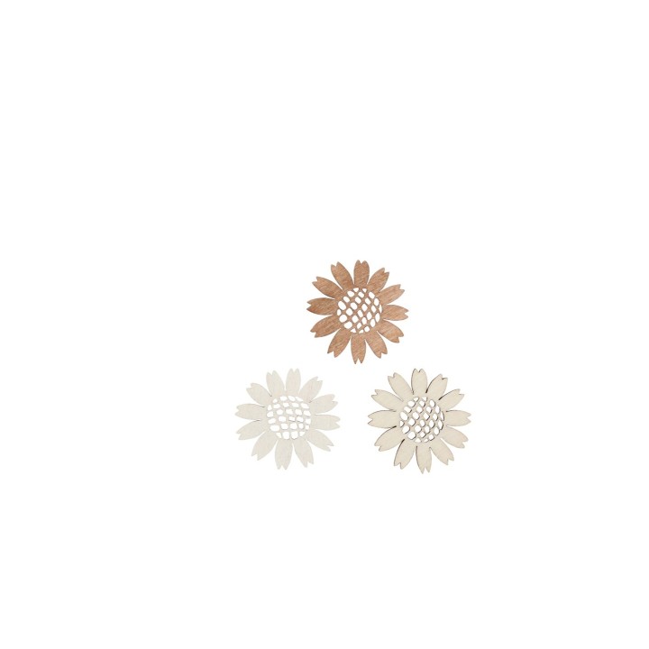 Streuteile Blumen, 3cm, 12St. Holz, natur-braun mix, FSC