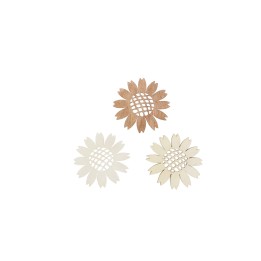 Streuteile Blumen, 4cm, 9St. Holz, natur-braun mix, FSC