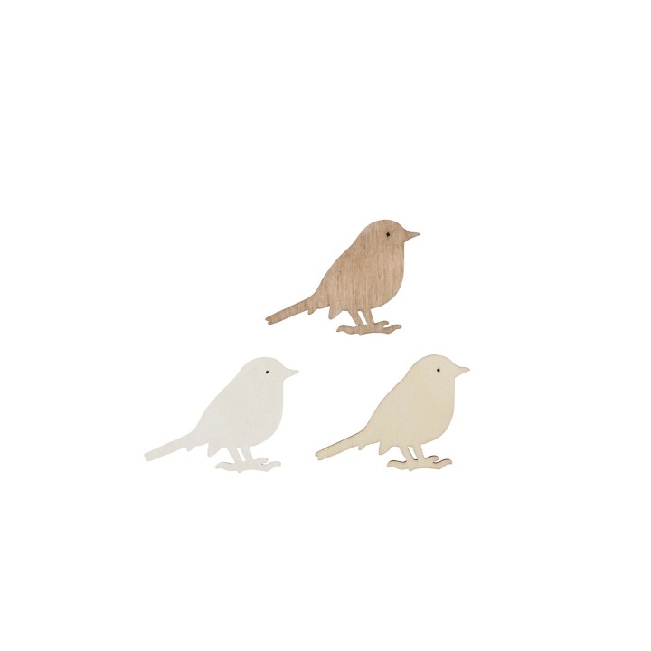 Streuteile Vogel, 4,5x3cm, 9St Holz natur-braun mix FSC