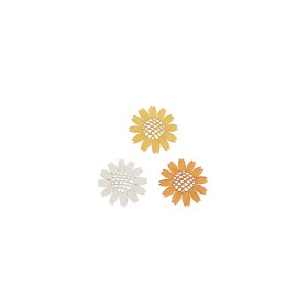 Streuteile Blumen, 3cm, 12St. Holz, gelb-orange mix, FSC