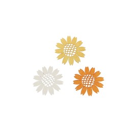 Streuteile Blumen, 4cm, 9St. Holz, gelb-orange mix, FSC