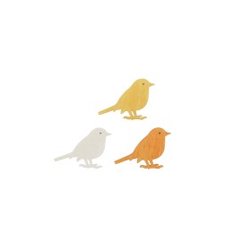 Streuteile Vogel, 4,5cm, 9St. Holz, gelb-orange mix, FSC