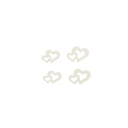 Streuteile Doppelherz, 2,5x3cm 14St, Holz, weiss, FSC