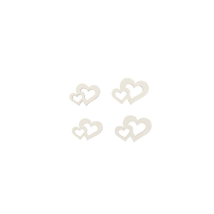 Streuteile Doppelherz, 2,5x3cm 14St, Holz, weiss, FSC