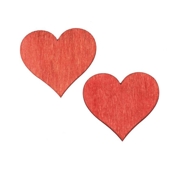 Holzstreuteile Herzen 12St rot 4x0,3cm