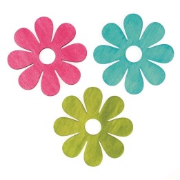 Blumen Holz bunt gemischt 24St 2cm