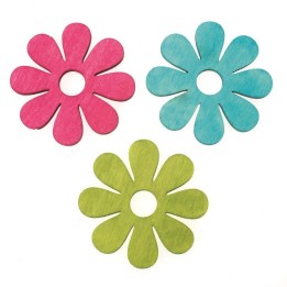 Blumen Holz bunt gemischt 12St 4cm
