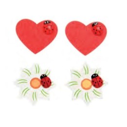 Holzstreuteile Herz/Blume 24St 3,2x3,2cm
