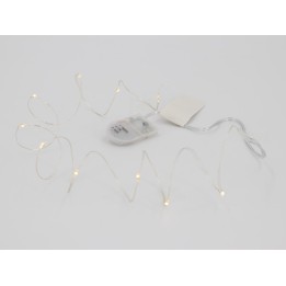 LED-Mini-Lichterkette 10 tlg. Timer, CR2032 Batterie 1,1m