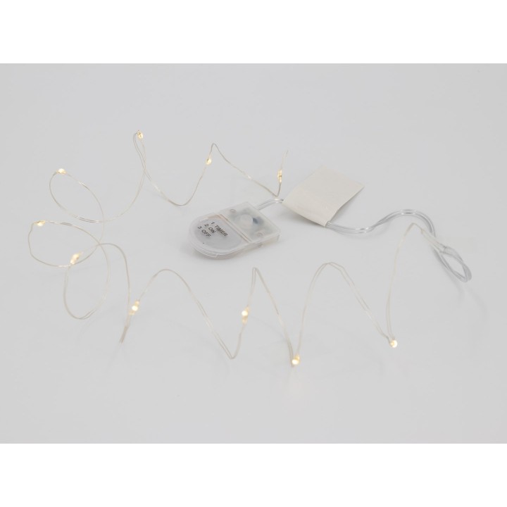 LED-Mini-Lichterkette 10 tlg. Timer, CR2032 Batterie 1,1m