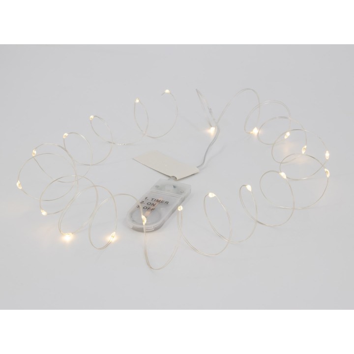 LED-Mini-Lichterkette 20 tlg. Timer, CR2032 Batterie 1,8m