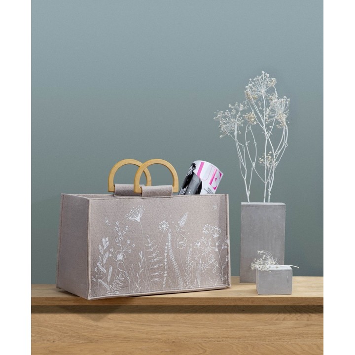 Filztasche mit Holzgriff beige, 40x18x24cm