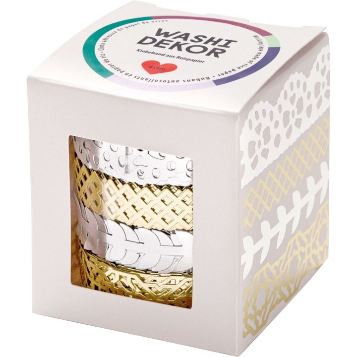 Washi-Tape-Set 4x5m Hotfoil silber + gold