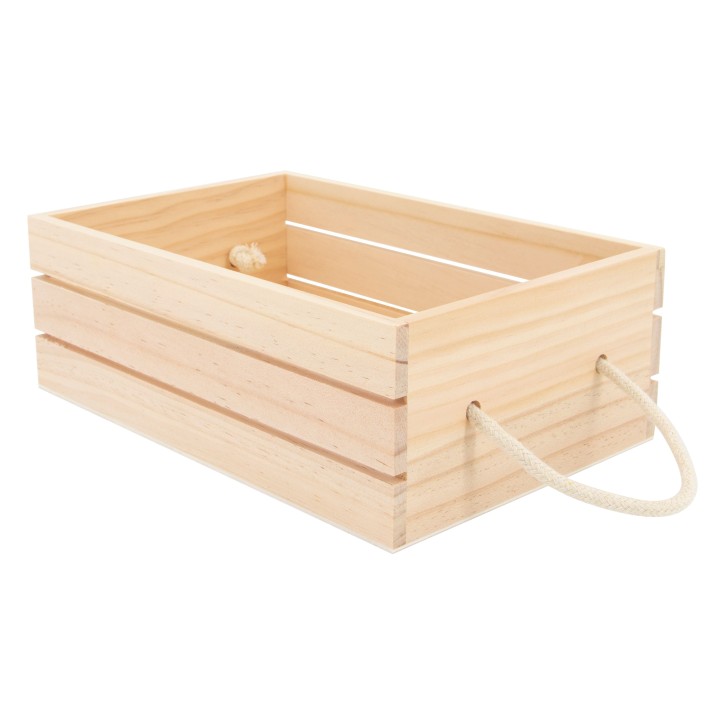 Holzkiste mit Kordelhandgriff 24x16x8,5cm, FSC