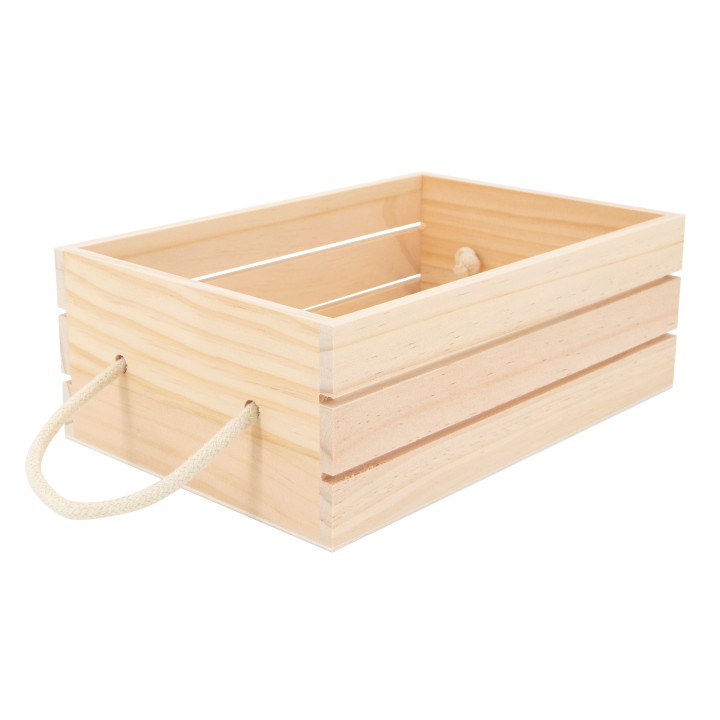 Holzkiste mit Kordelhandgriff 24x16x8,5cm, FSC