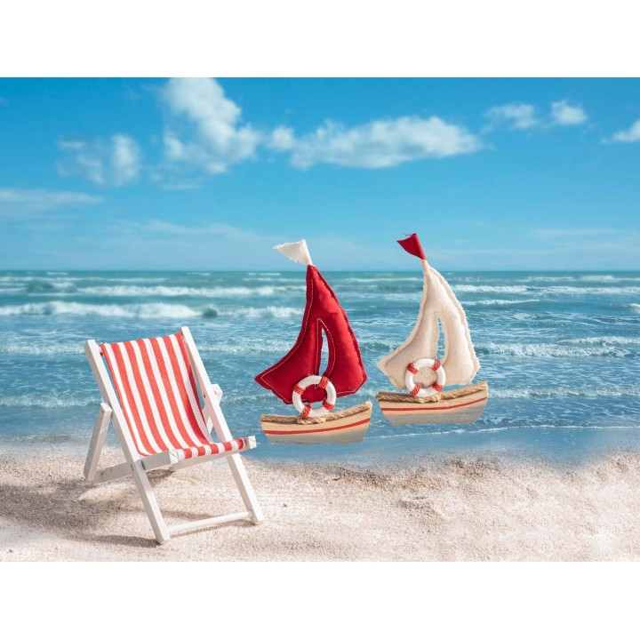 Segelboot, Holz, beige 9,5x2x18cm