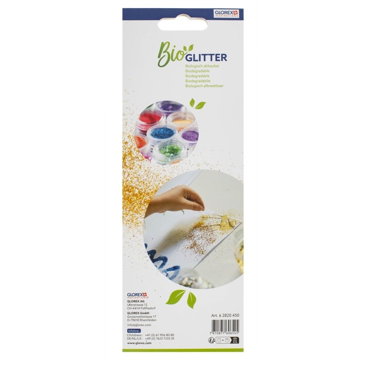 Bio Glitter fein, 10Fb., 20g bunt