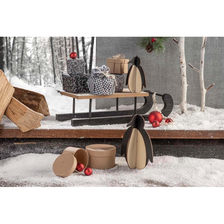 Holzschlitten, natur/schwarz 30x12x8cm