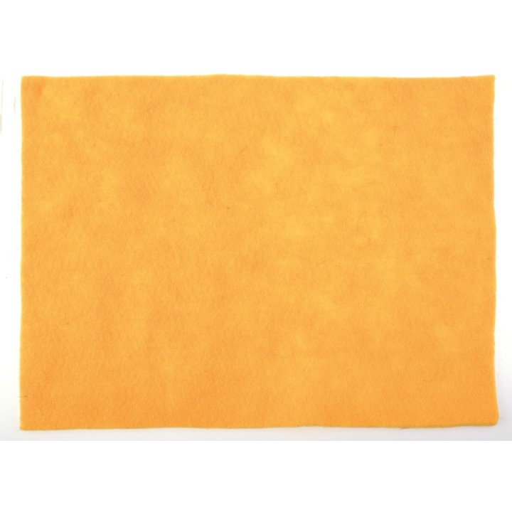 Plaque laine feutrée 30x40cm 4mm, 30% laine/70% polyester, roulé, jaune