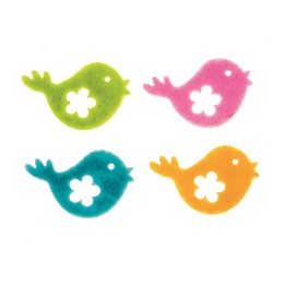 Vögel aus Filz 4 Farben 12 Stück 40x25mm