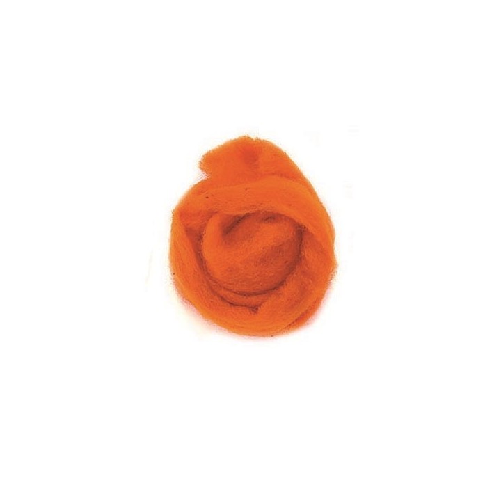 Laine de mouton 50g orange 100% naturelle
