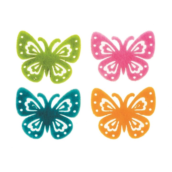 Papillon en feutrine 12pcs ass 33x30mm