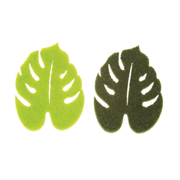 Felt leaves 12pcs green mix 5x3,5x0,3cm