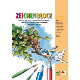 Bloc à dessin 80g/m2, DIN A4 50 feuilles, blanc